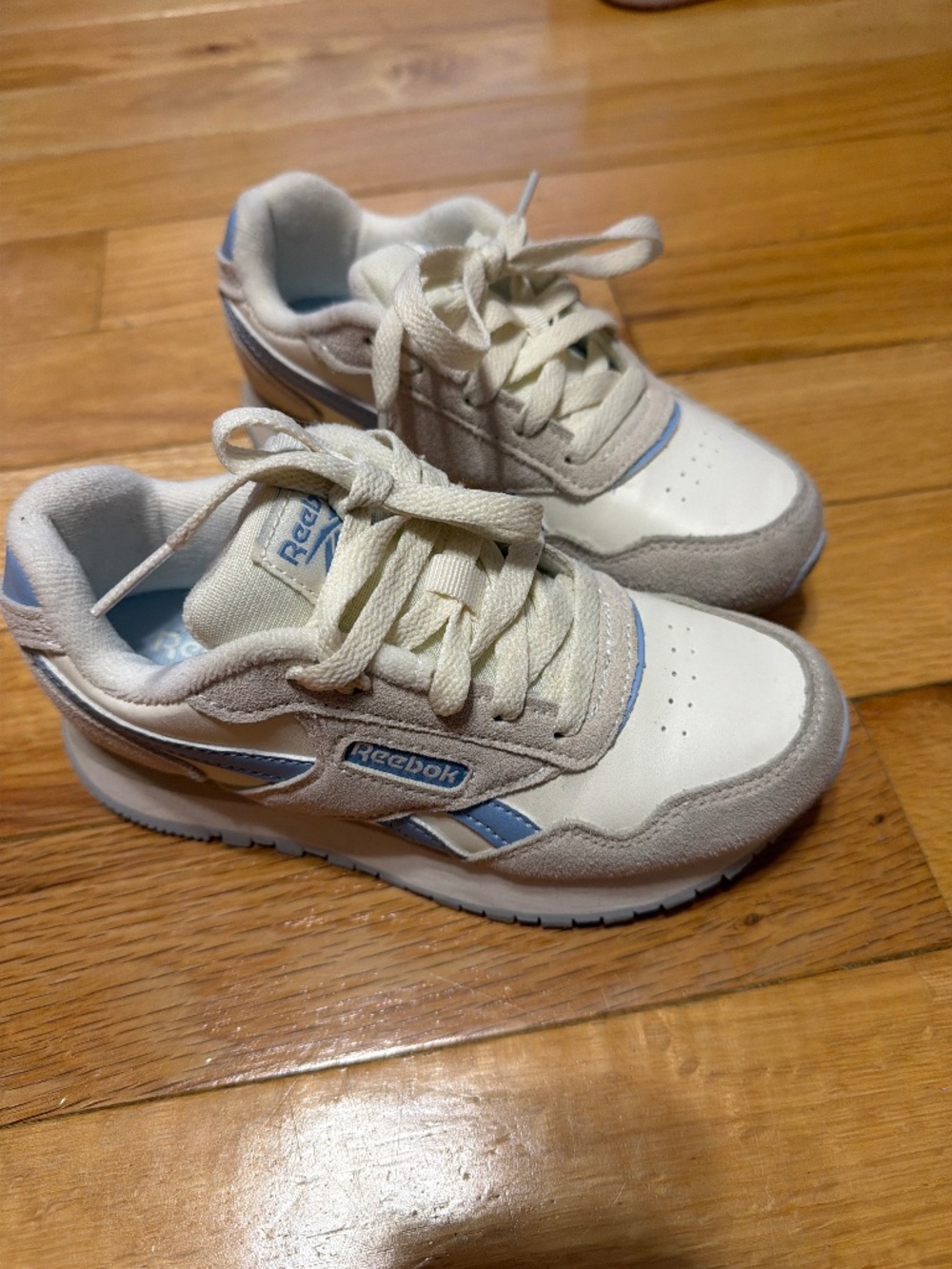 Girls white and gray Reebok sneakers